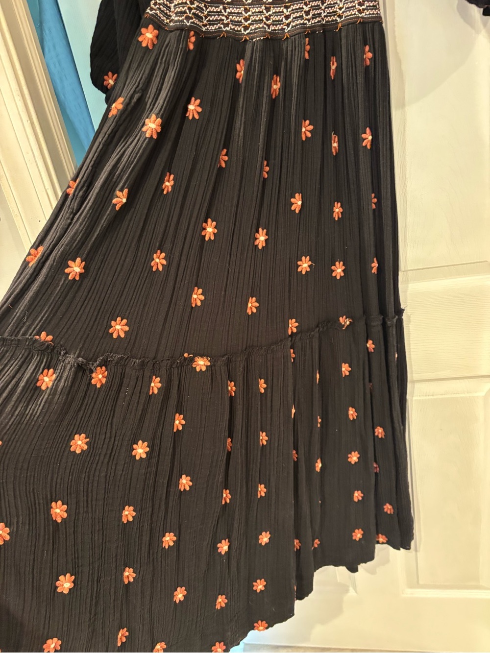 FREE PEOPLE dahlia Black Maxi floral Dress with Rust Floral Print LARGE - Picture 5 of 5